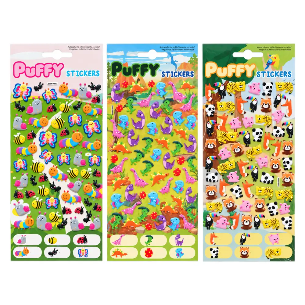 Hình Dán Nổi Mềm Hình Động Vật (Nhiều Mẫu), Animal Soft Puffy Stickers - UNCLE BILLS