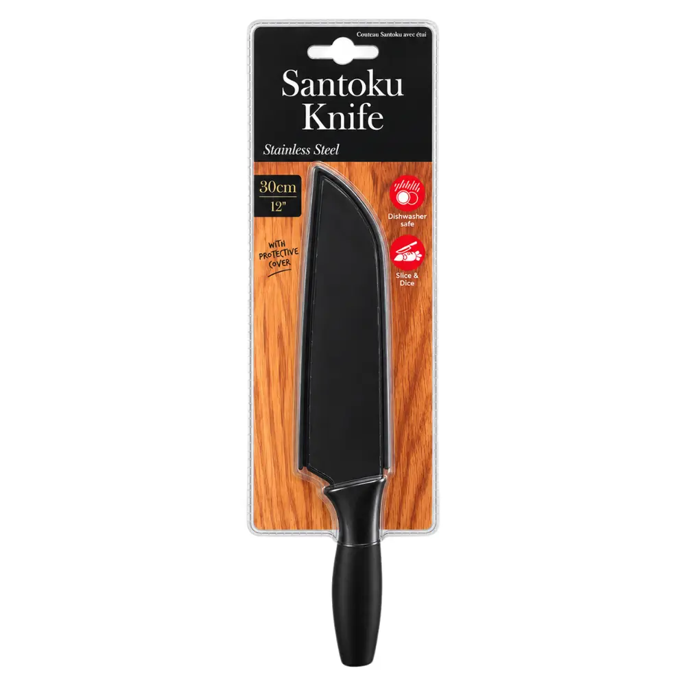 Dao Inox Kèm Vỏ Bảo Vệ, Stainless Steel Santoku Knife with Protective Cover (30cm) - UNCLE BILLS