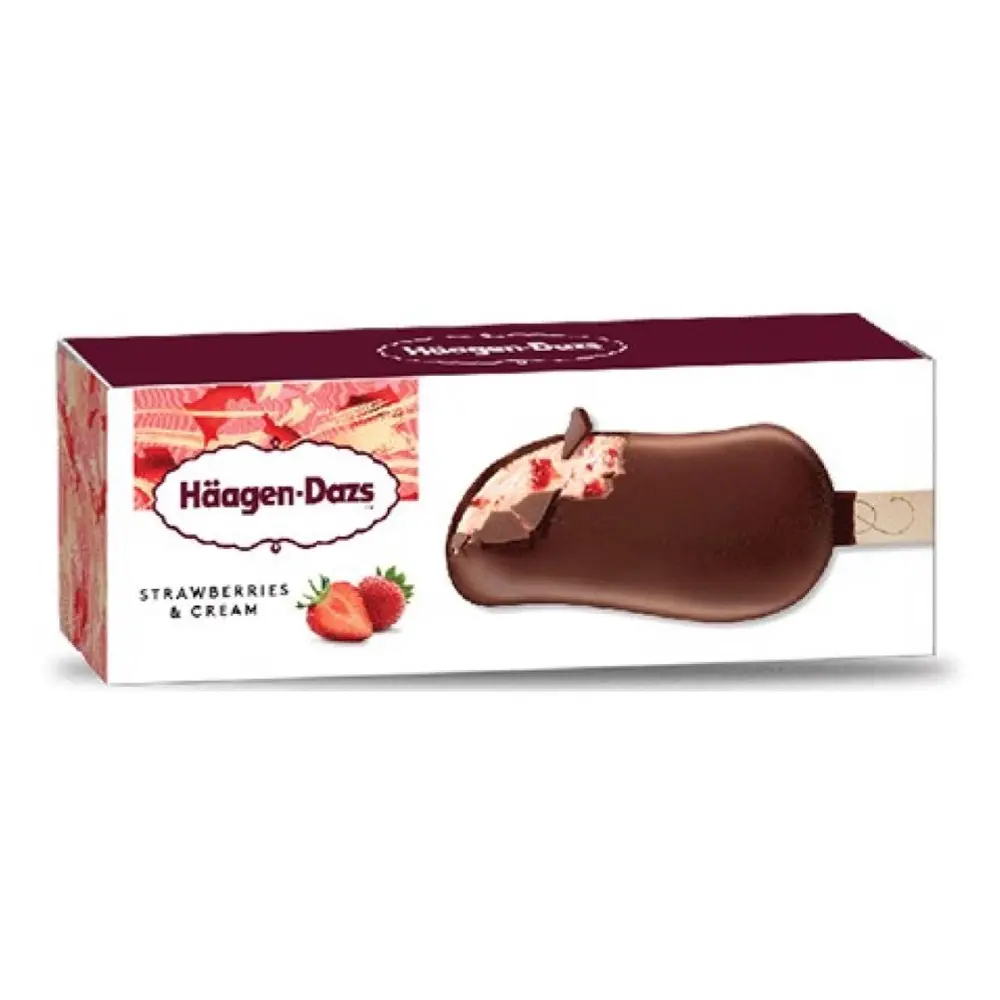 Kem Dâu & Kem, Strawberries & Cream Ice Cream Bar (80ml) - HAAGEN-DAZS