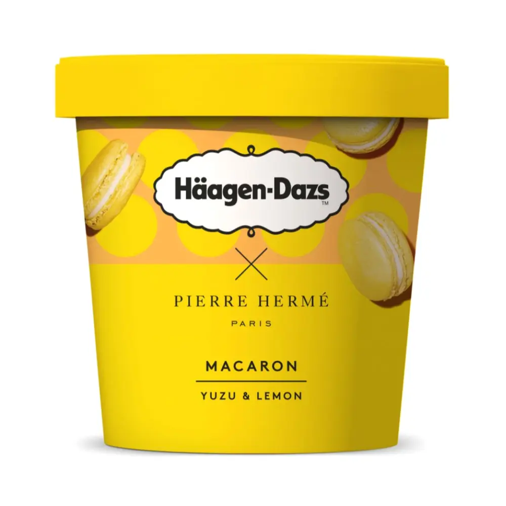 Kem Macaron Yuzu & Chanh Vàng, X Pierre Hermé Paris, Macaron Yuzu & Lemon (420ml) - HAAGEN-DAZS