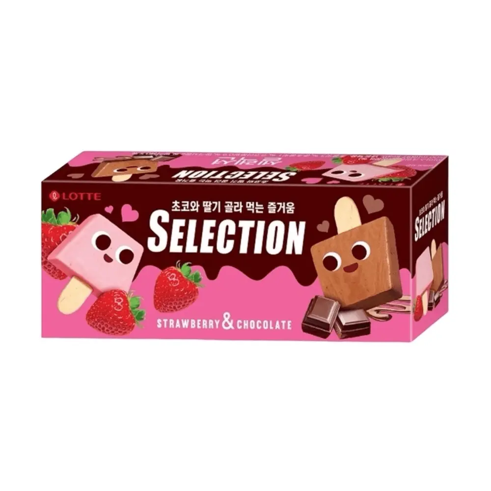 Kem Uyên Ương Socola & Dâu, Selection, Strawberry & Chocolate Ice Cream, 10 Cây (500ml) - LOTTE