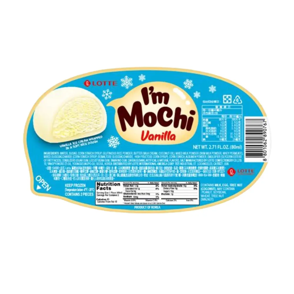 Mochi Nhân Kem Vị Vani, I`m Mochi, Mochi Ice Cream, Vanilla, 2 Cái (80g) - LOTTE