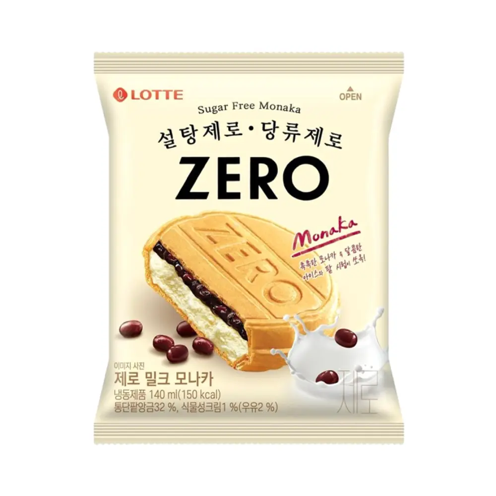 Kem Bánh Xốp Vani Nhân Đậu Đỏ Không Đường, Zero Monaka, Sugar Free Monaka (140ml) - LOTTE