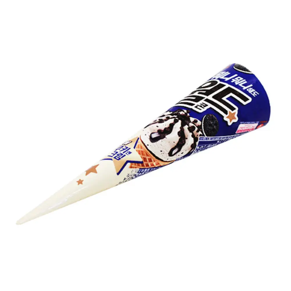 Kem Ốc Quế Vị Bánh Quy & Kem, World Cone, Cookie & Cream Ice Cream (160ml) - LOTTE