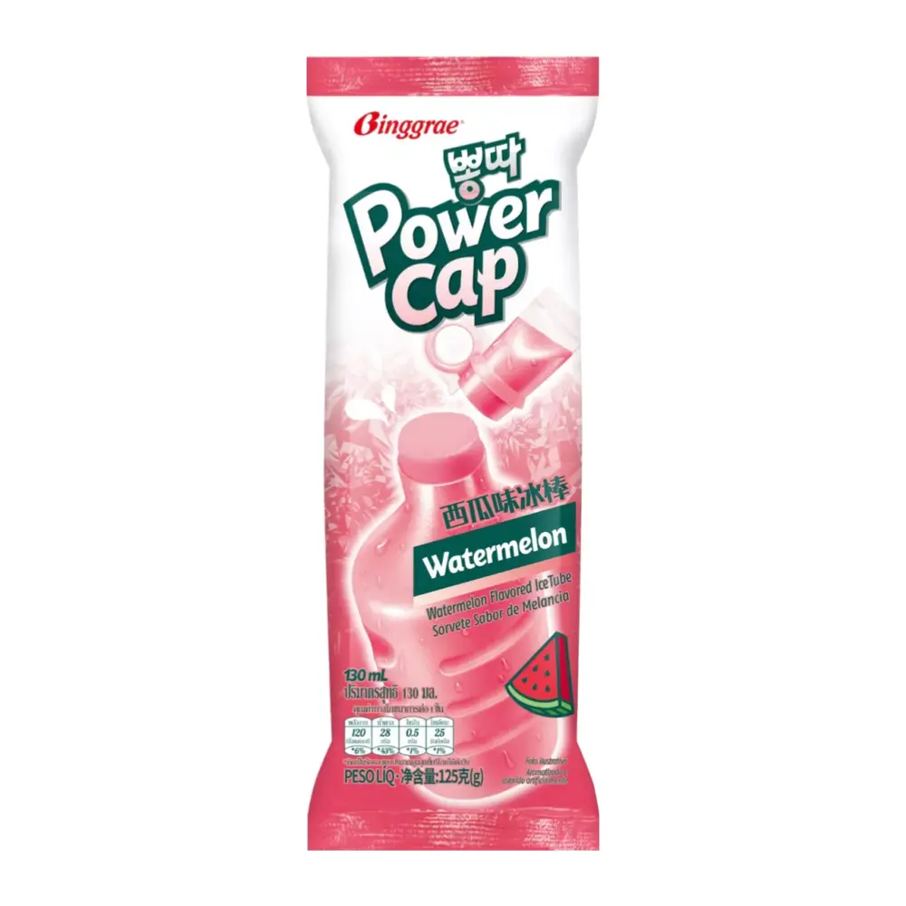 Kem Ống Pongta Vị Dưa Hấu, Power Cap, Watermelon Flavored Ice Tube (130ml) - BINGGRAE