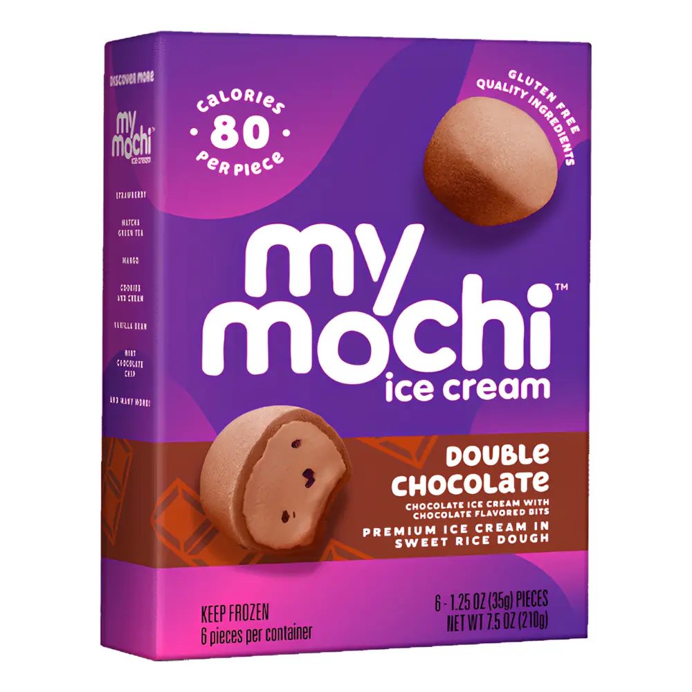 Mochi Nhân Kem Socola, Premium Ice Cream in Sweet Rice Dough, Double Chocolate, 6 Cái, 7.5 oz (210g) - MY MOCHI