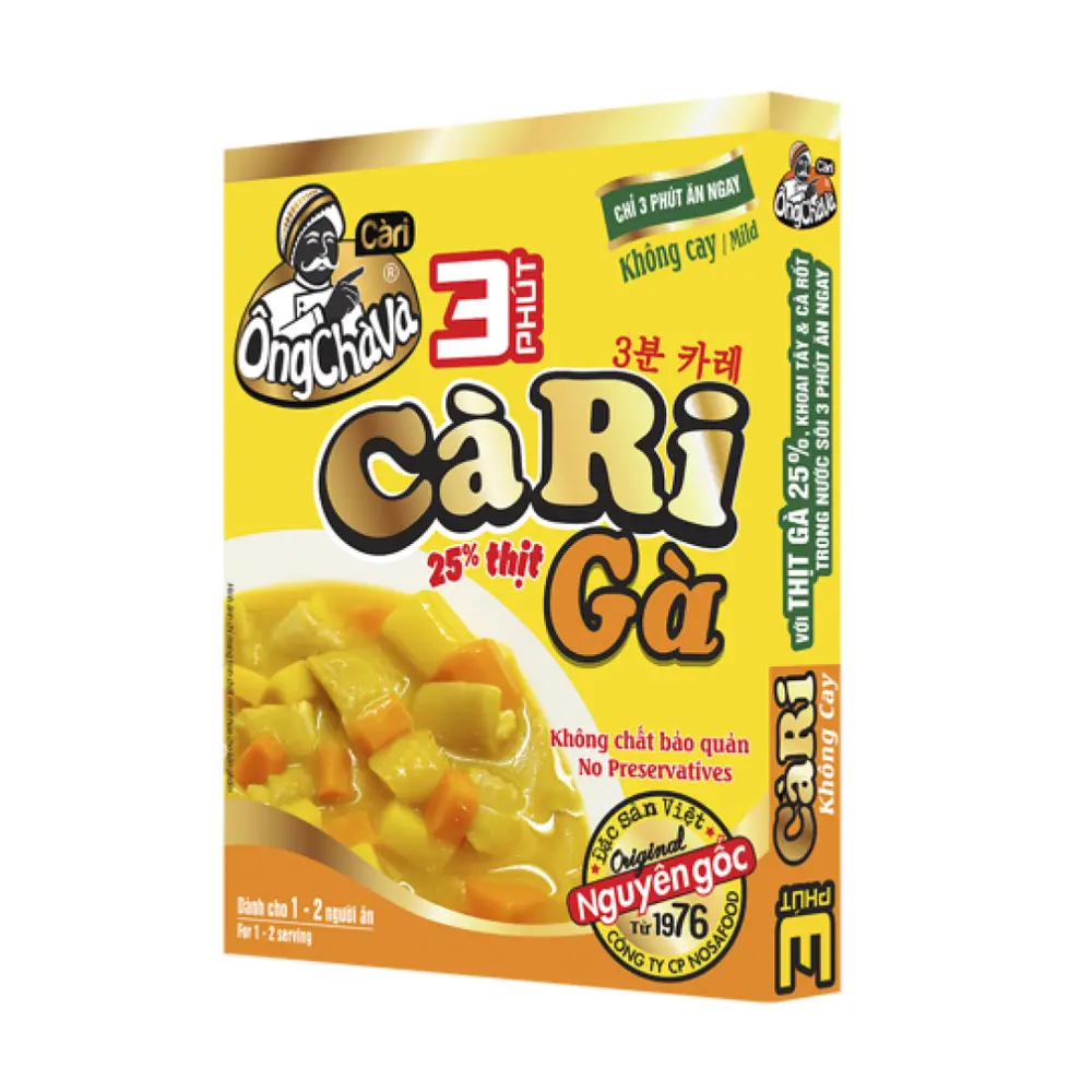 Cà Ri Gà Không Cay Ăn Liền, Instant Mild Chicken Curry (200g) - ONG CHA VA