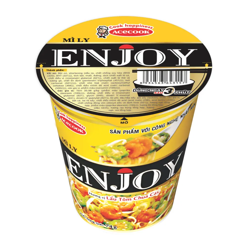 Mì Lẩu Tôm Chua Cay, Thai Sour & Spicy Shrimp Instand Noodle (74g) - ACECOOK