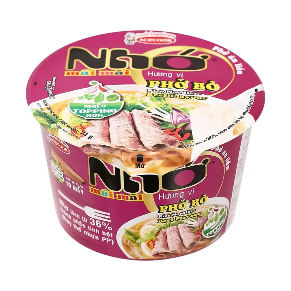 Phở Bò Nhớ Mãi Mãi, Instant Rice Noodles, Beef Flavour (74g) - ACECOOK