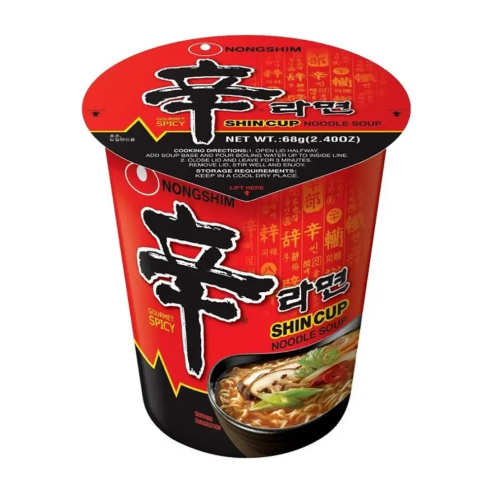 Mì Ly Vị Cay, Shin Cup, Spicy Noodle Soup (68g) - NONGSHIM