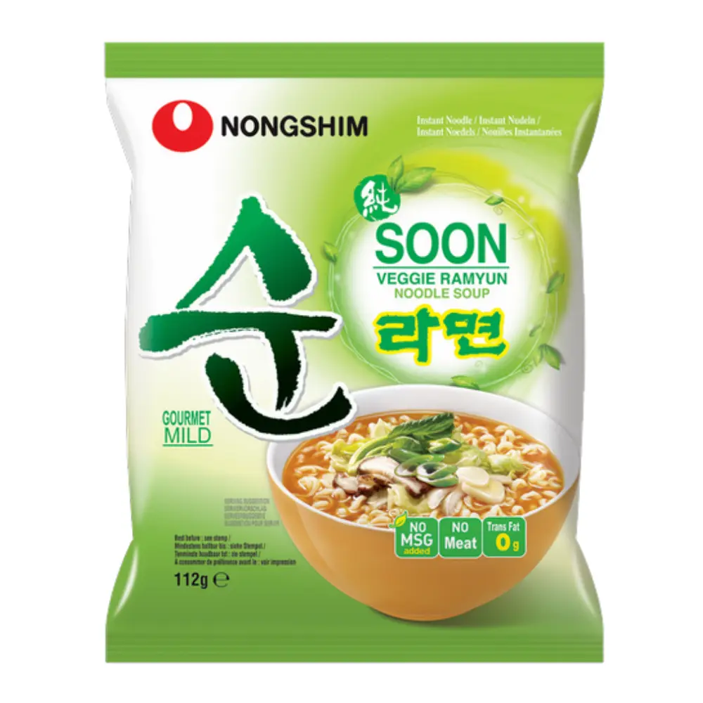 Mì Gói Chay, Soon Veggie Ramyun, Vegan Instant Noodle, Mild (112g) - NONGSHIM