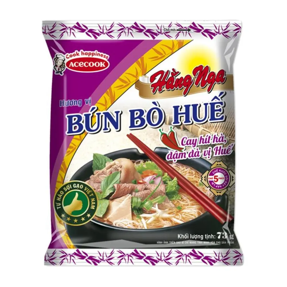 Bún Bò Huế Ăn Liền Hằng Nga, Hue Spicy Noodle Soup (73g) - ACECOOK