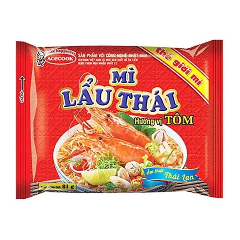 Mì Lẩu Thái Tôm, Instant Noodles, Thai Hotpot Flavor (80g) - ACECOOK