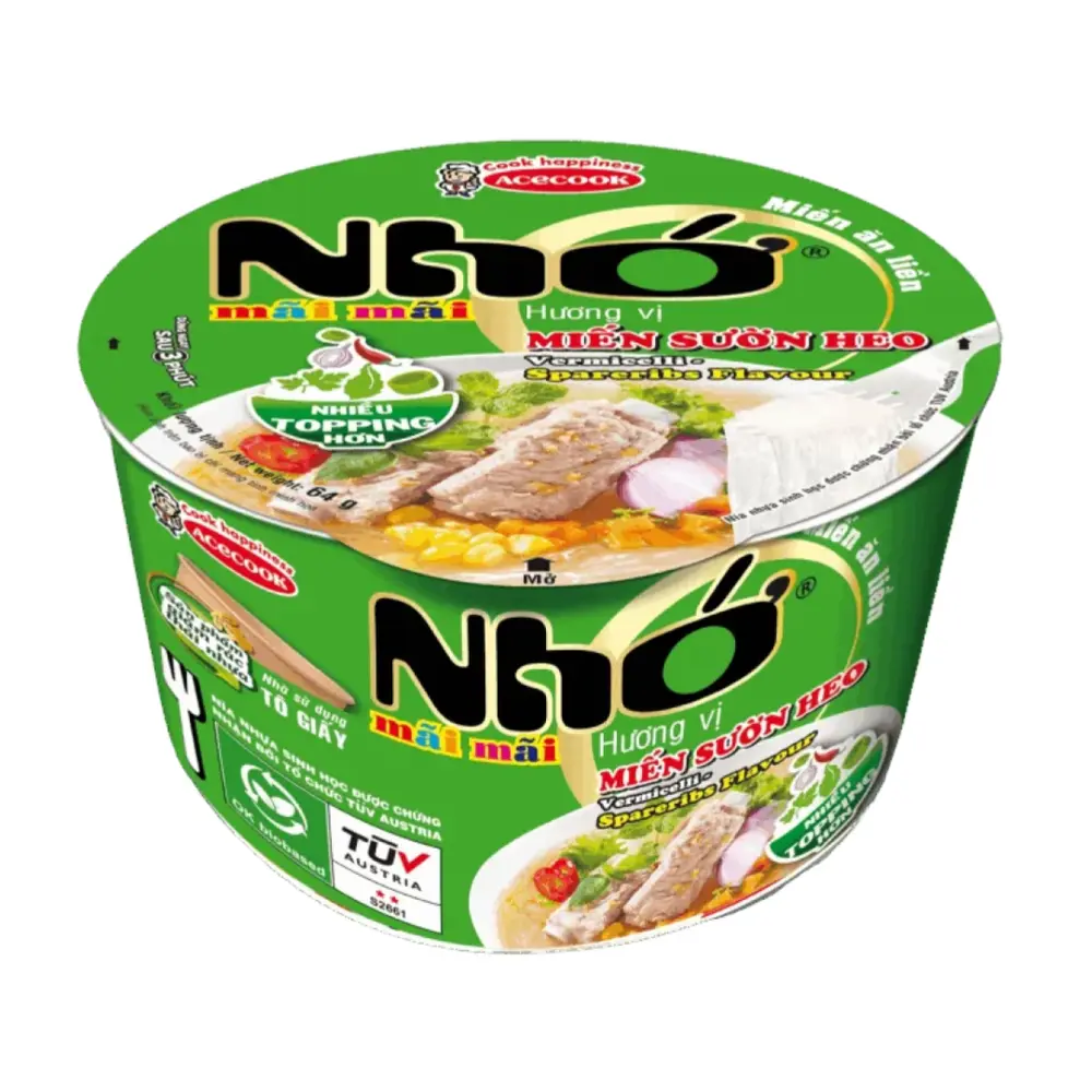 Miến Sườn Heo Nhớ Mãi Mãi, Instant Glass Noodles, Pork Spare Rib Flavour (64g) - ACECOOK