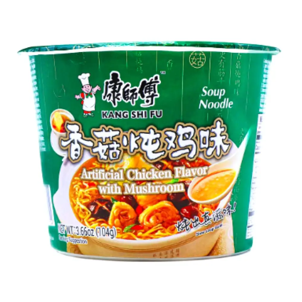 Mì Ăn Liền Vị Gà Nấm Hương, Chicken Flavor with Mushroom Noodle Soup, 3.66 oz (104g) - KANG SHI FU
