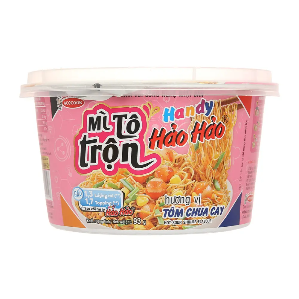 Mì Tô Trộn Hương Vị Tôm Chua Cay, Handy Hảo Hảo, Instant Fried Noodles, Hot-Sour Shrimp Flavour (93g) - ACECOOK