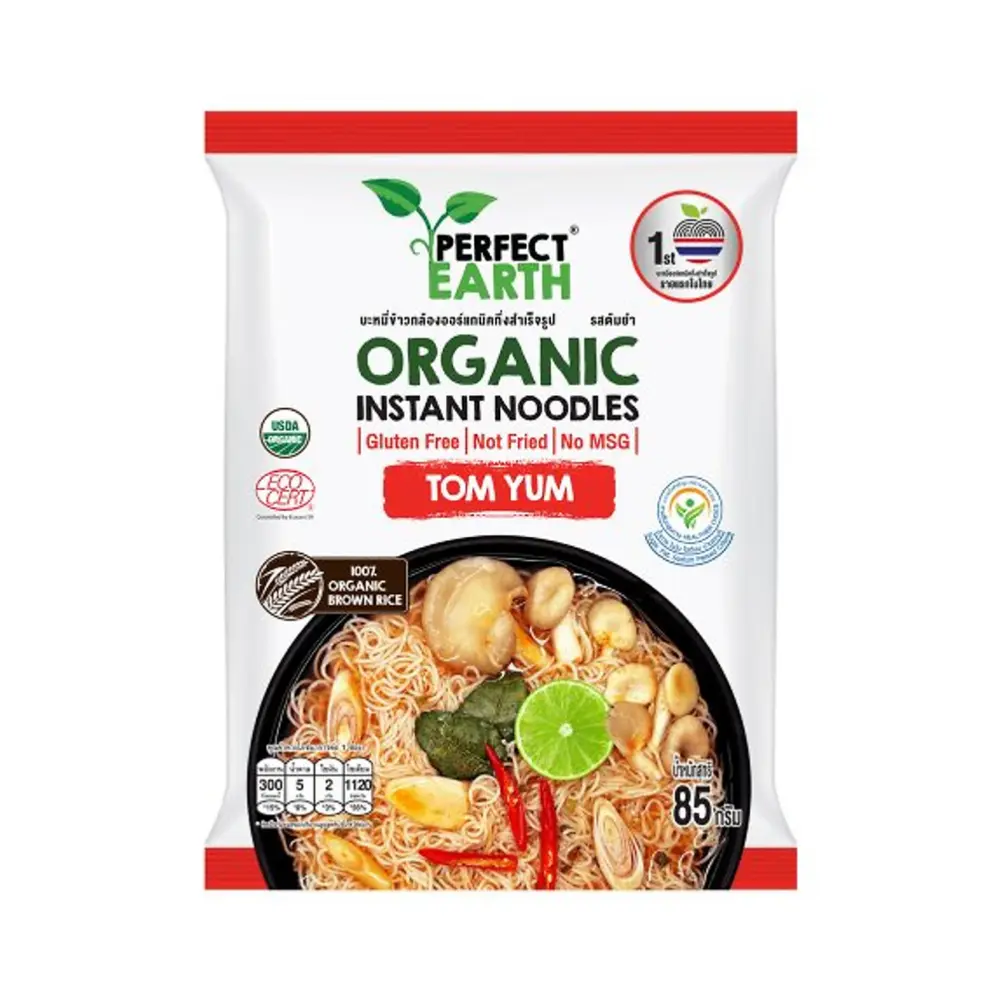 Mì Ăn Liền Hữu Cơ Vị Tom Yum, Organic Instant Noodles, Tom Yum (85g) - PERFECT EARTH
