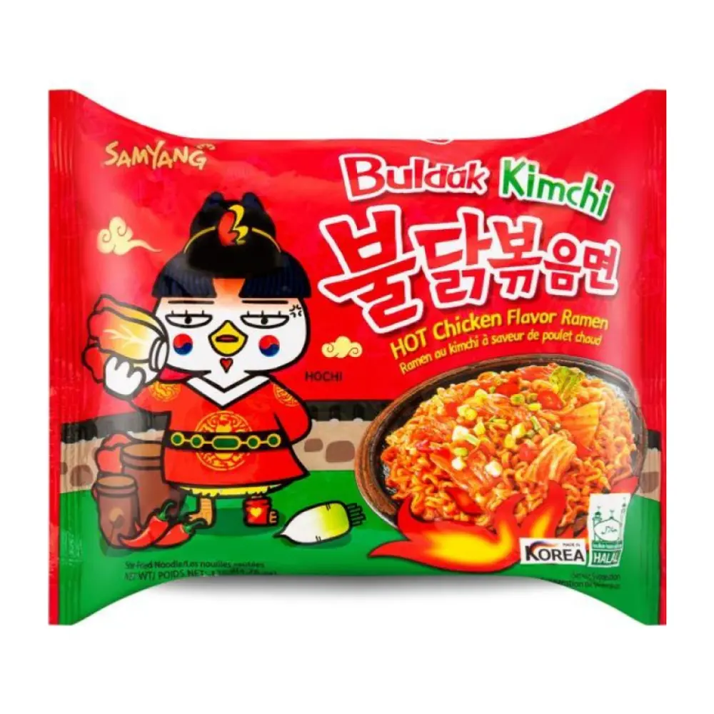 Mì Khô Gà Cay Vị Kim Chi, Buldak Kimchi, Hot Chicken Flavored Ramen (135g) - SAMYANG