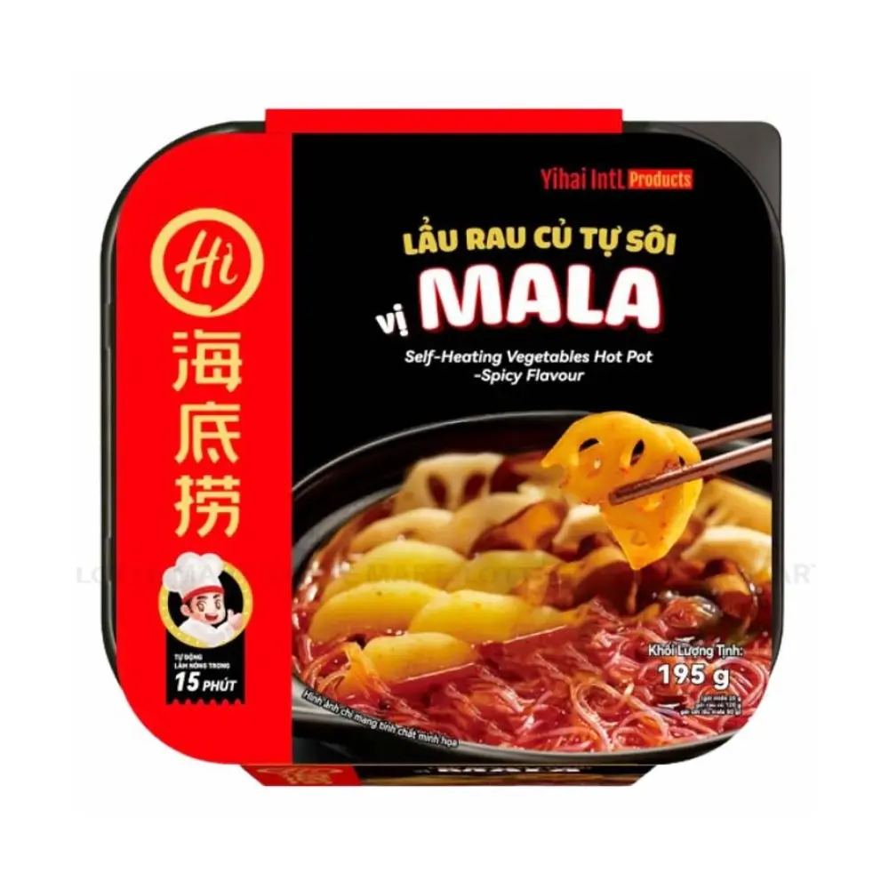 Lẩu Rau Củ Tự Sôi Vị Mala, Self-Heating Vegetables Hot Pot, Spicy Flavour (195g) - HAIDILAO
