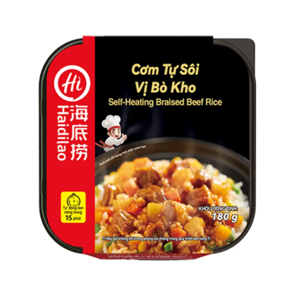 Cơm Tự Sôi Vị Bò Kho, Self-Heating Braised Beef Rice (180g) - HAIDILAO