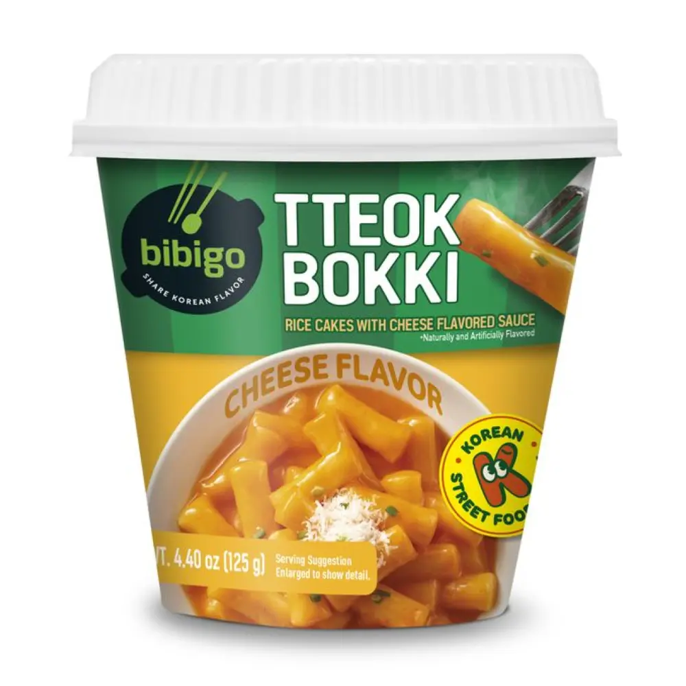Bánh Gạo Sốt Vị Phô Mai, Tteokbokki, Rice Cakes with Cheese Flavored Sauce, 4.4 oz (125g) - BIBIGO
