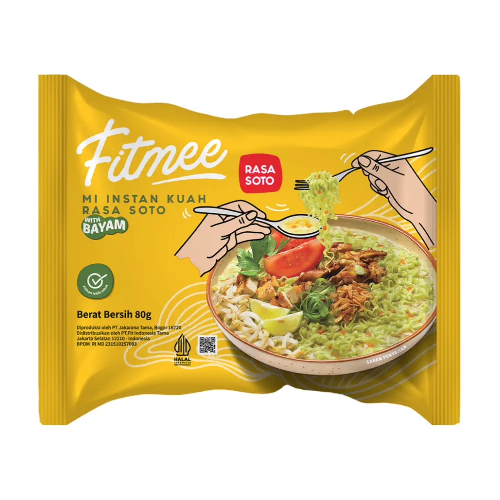 Mì Rau Chân Vịt Súp Ăn Liền Vị Soto, Instant Spinach Noodles Soto Flavor (80g) - FITMEE