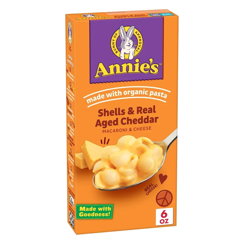 Nui Sò & Phô Mai Cheddar, Macaroni & Cheese, Shells & Real Aged Cheddar, 6 oz (170g) - ANNIE'S HOMEGROWN