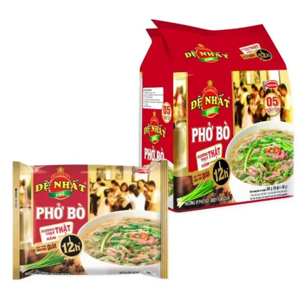 Phở Bò Ăn Liền Đệ Nhất, Instant Pho Noodles, Beef Flavour, 5 Gói + 1 Gói Phở Gà (407g) - ACECOOK