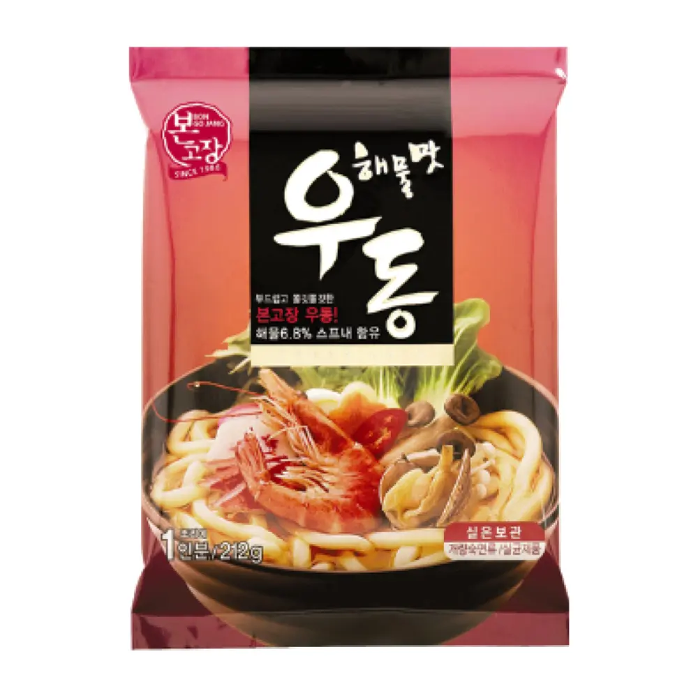 Mì Udon Hải Sản, Udon Noodles with Soup Base, Seafood Flavor (212g) - BON GO JANG