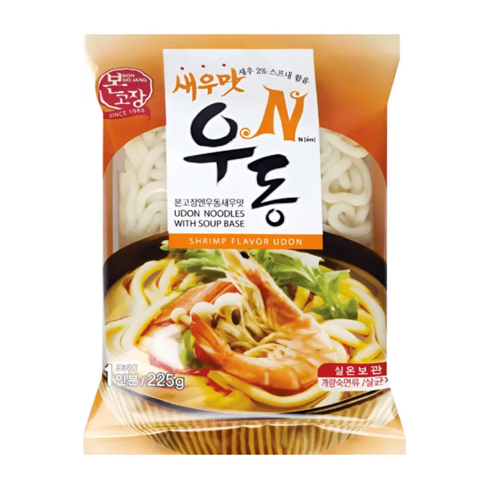 Mì Udon Tôm, Udon Noodles with Soup Base, Shrimp Flavor (225g) - BON GO JANG