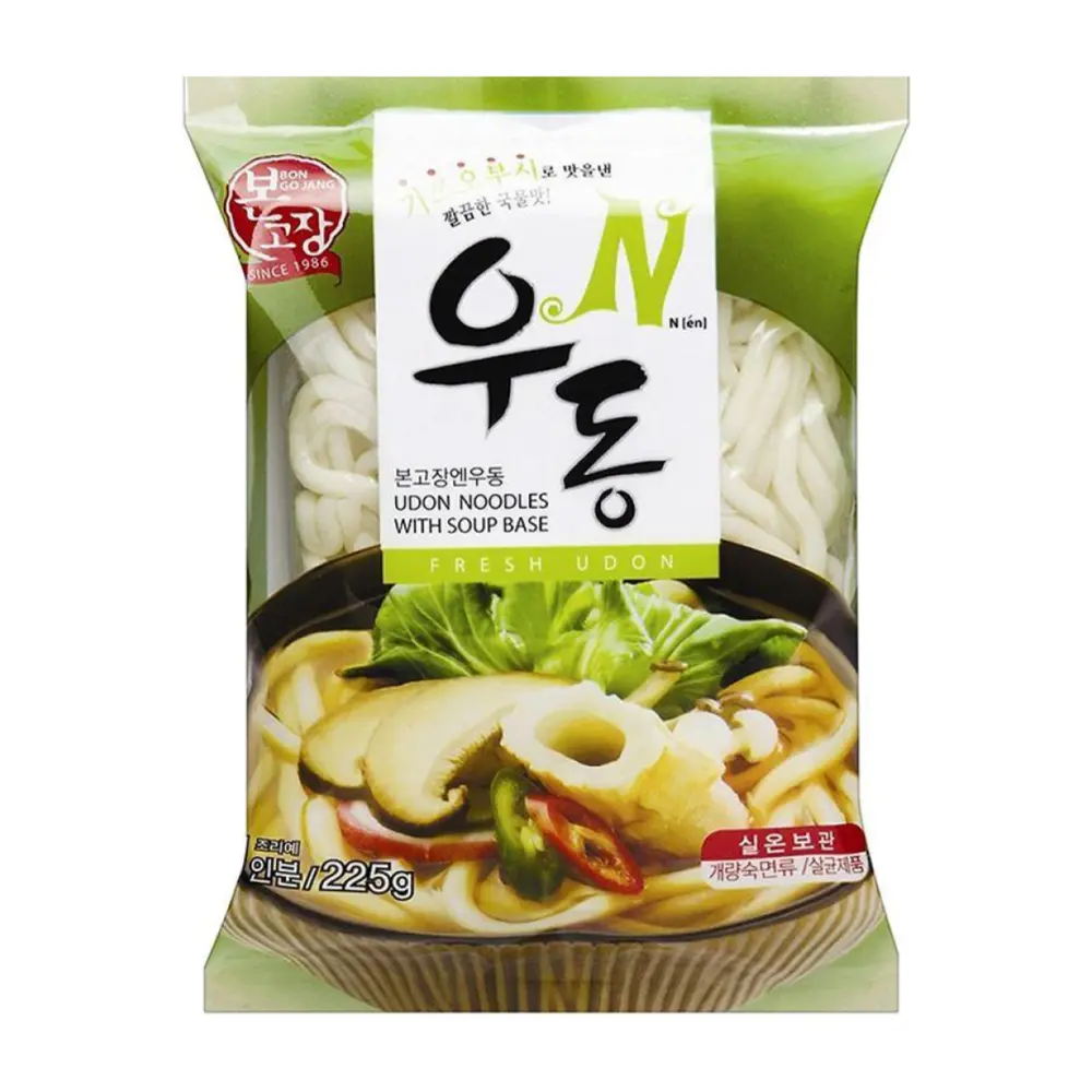 Mì Udon Truyền Thống, Udon Noodles with Soup Base, Fresh Udon (225g) - BON GO JANG