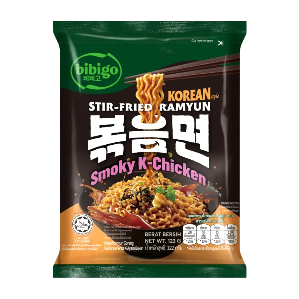 Mì Xào Hàn Quốc Vị Gà Xông Khói, Korean Stir-Fried Ramyun, Smoky K-Chicken (122g) - BIBIGO