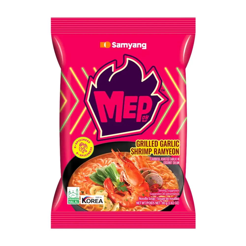 Mì Tôm Tỏi Nướng, Mep, Grilled Garlic Shrimp Ramyeon Noodle Soup, 2.82 oz (80g) - SAMYANG