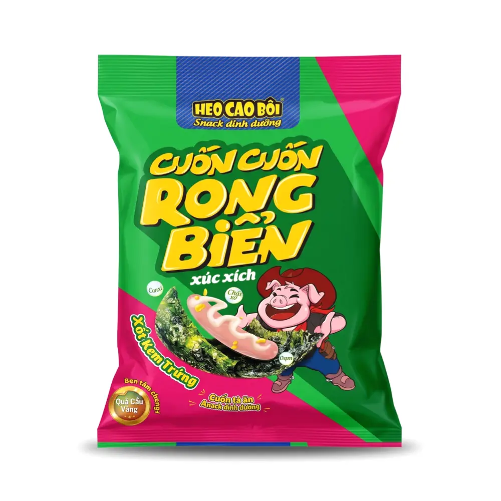 Xúc Xích Cuốn. Cuốn. Rong Biển Xốt Kem Trứng, Seaweed Sausage Rolls (48.5g) - HEO CAO BOI