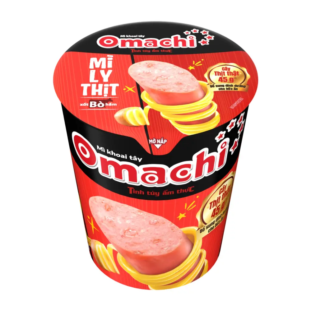 Mì Khoai Tây Mì Ly Thịt Xốt Bò Hầm, Potato Noodle Cup, Braised Beef Flavor (113g) - OMACHI