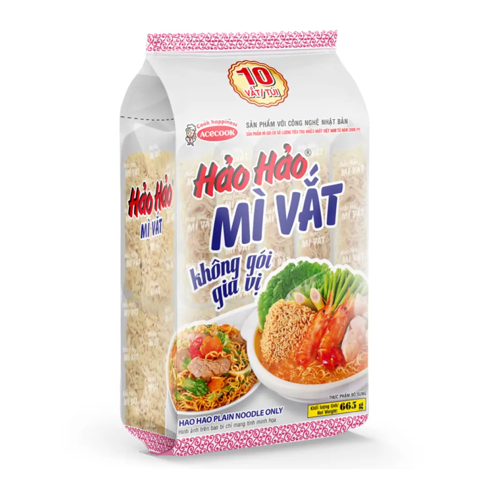 Mì Vắt Không Gói Gia Vị, Hảo Hảo, Instant Plain Noodles Only, 10 Gói (665g) - ACECOOK