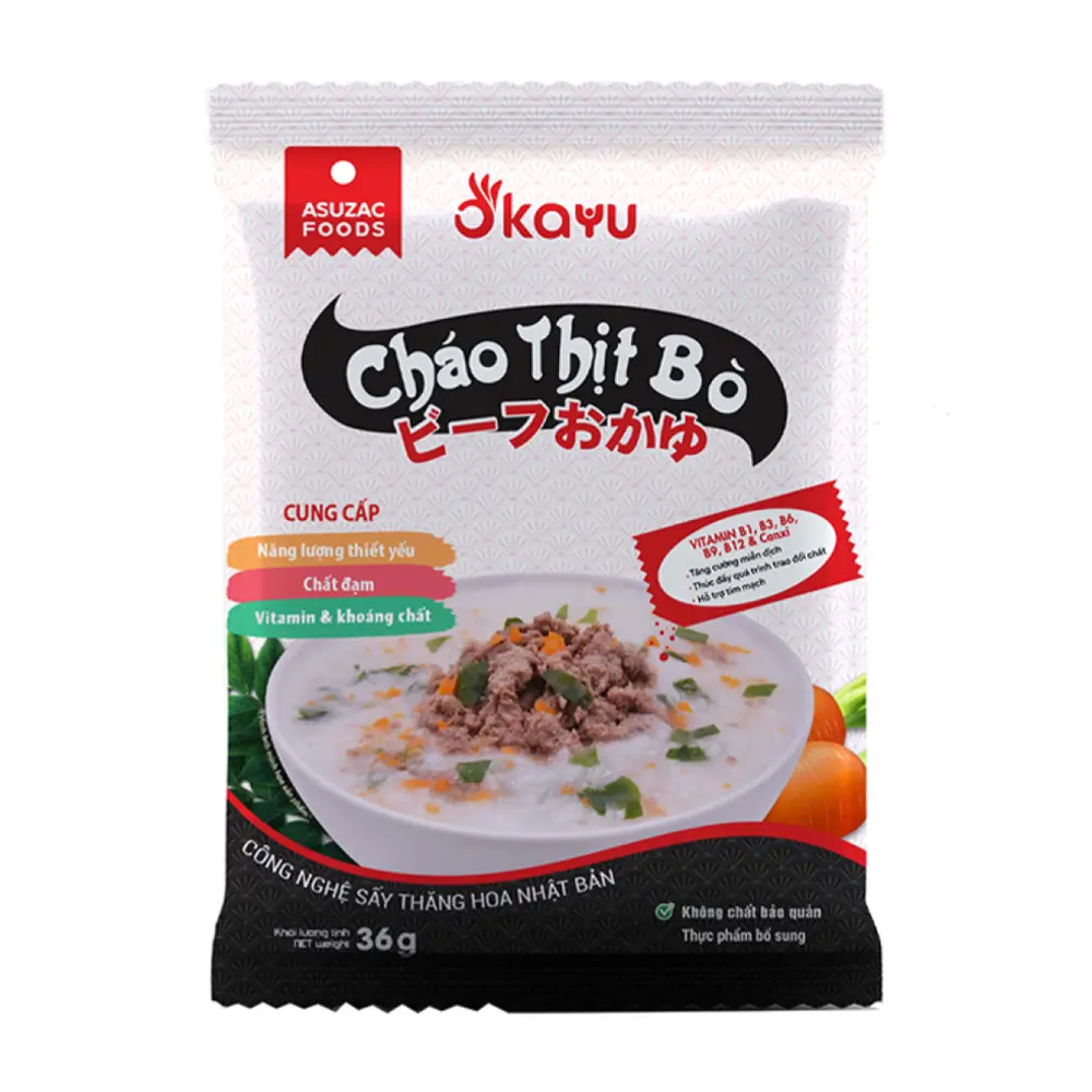 Cháo Thịt Bò Ăn Liền, Okayu, Instant Beef Porridge (36g) - ASUZAC FOODS