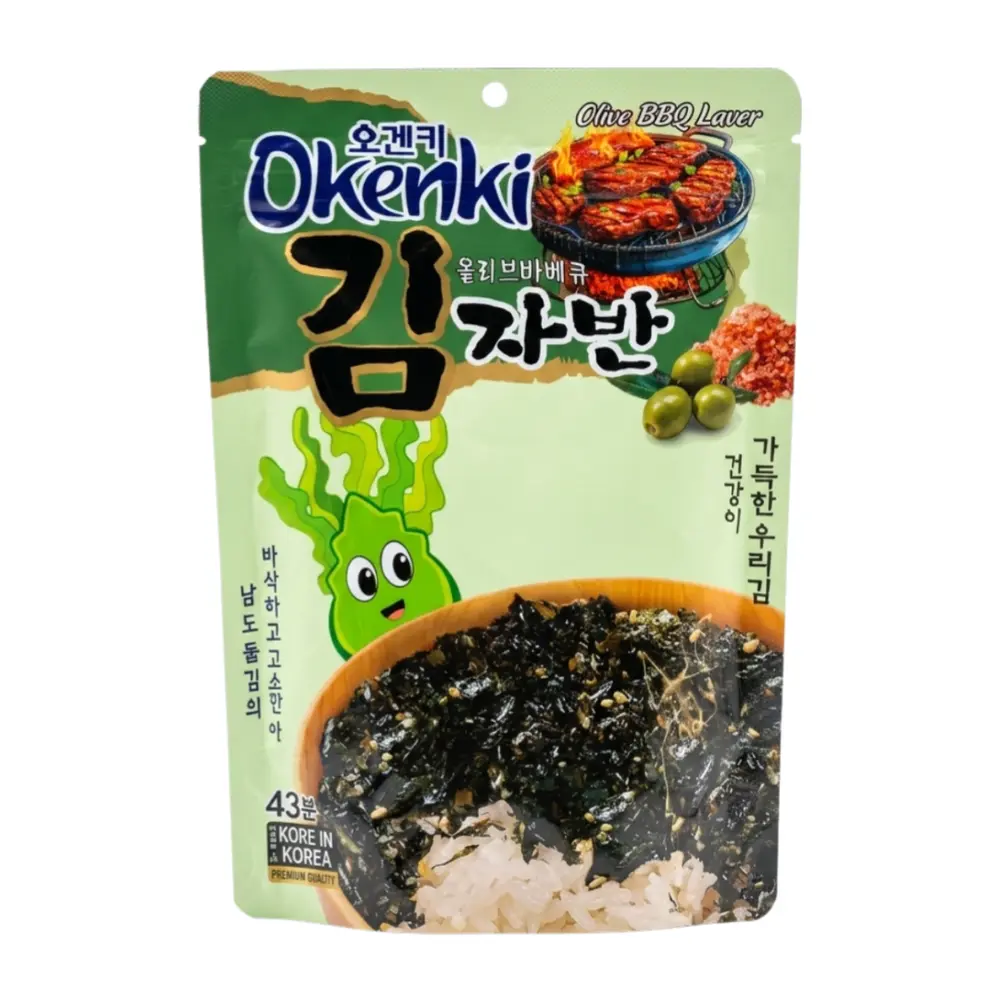 Rong Biển Rắc Cơm Vị Oliu BBQ, Olive BBQ Laver (43g) - OKENKI