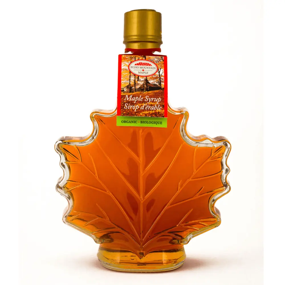 Siro Lá Phong Hữu Cơ, Organic Maple Syrup, Leaf Shaped Bottle (250ml) - ECHO MOUNTAIN MAPLE