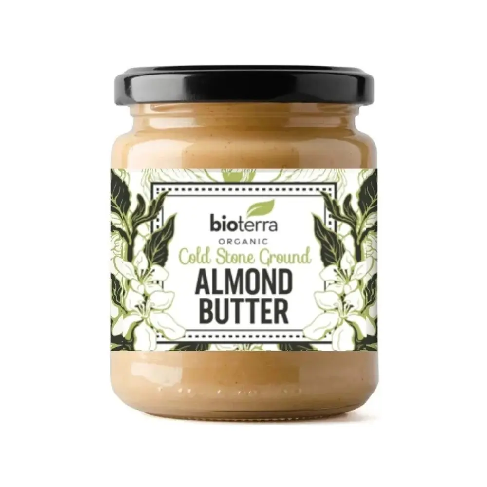 Bơ Hạnh Nhân Hữu Cơ Xay Đá Lạnh, Organic Cold Stone Ground Almond Butter (330g) - BIOTERRA