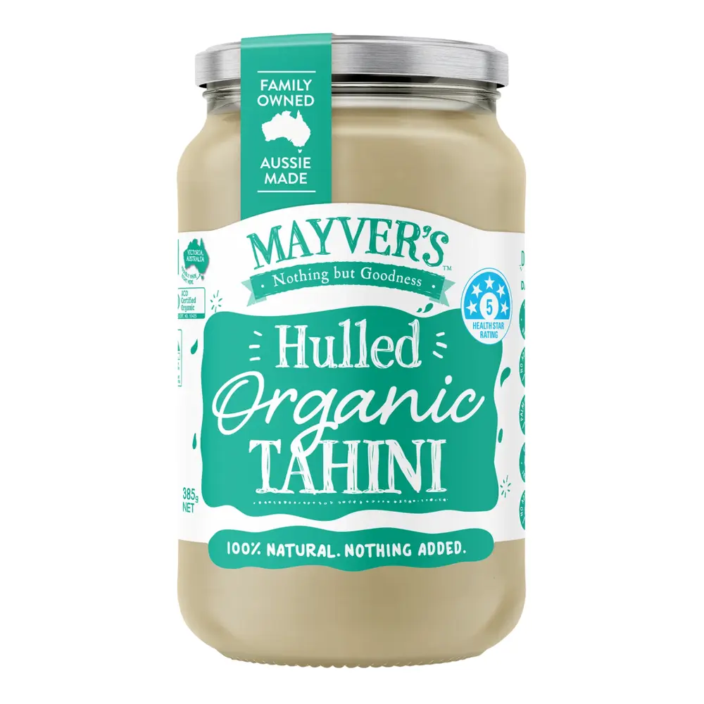 Bơ Hạt Vừng Bóc Vỏ Hữu Cơ, Hulled Organic Tahini (385g) - MAYVER'S