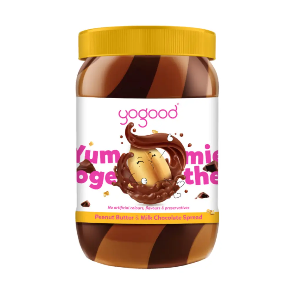 Bơ Đậu Phộng & Socola Sữa, Yummier Together, Peanut Butter & Milk Chocolate Spread (350g) - YOGOOD