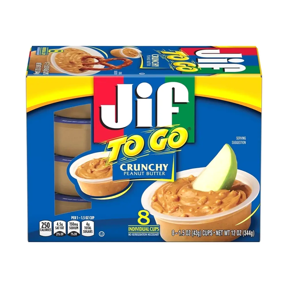 Bơ Đậu Phộng Hạt, To Go, Crunchy Peanut Butter, 8 Hũ, 12 oz (344g) - JIF