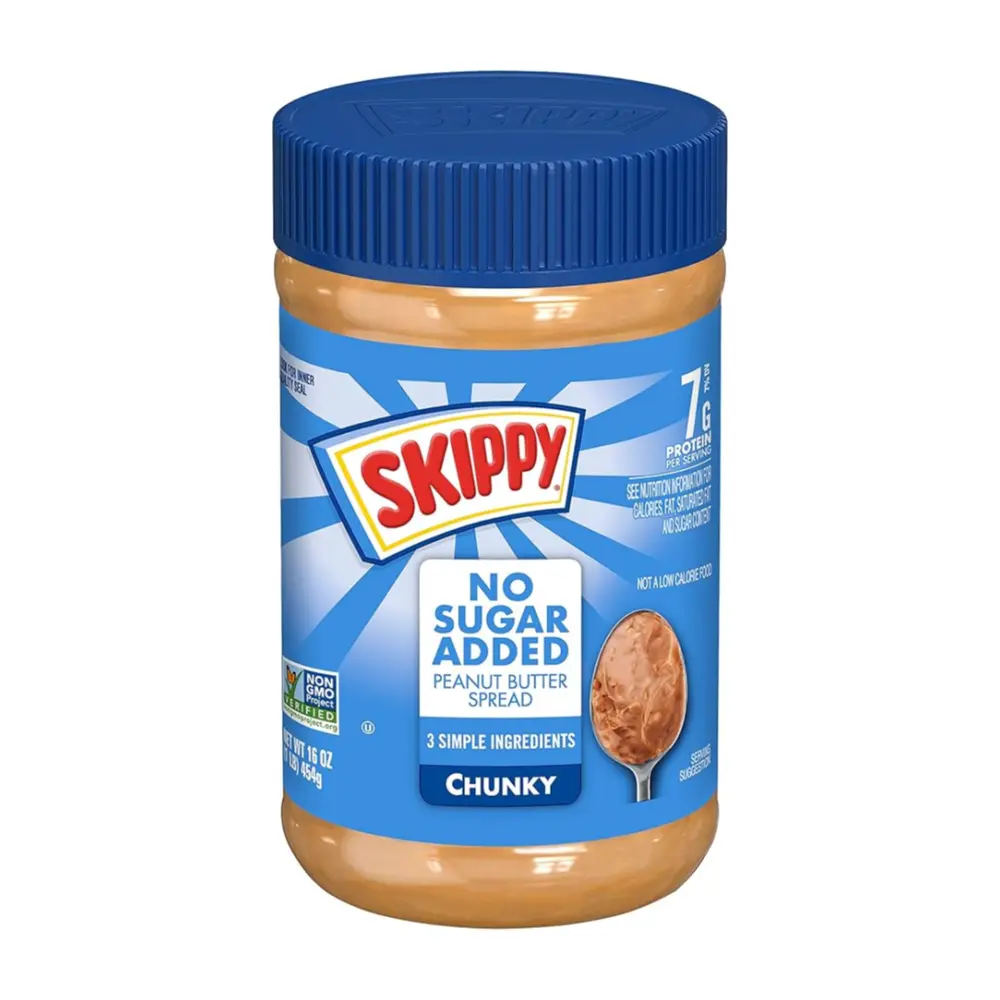 Bơ Đậu Phộng Hạt Không Thêm Đường, Chunky Peanut Butter Spread, No Sugar Added, 16 oz (454g) - SKIPPY