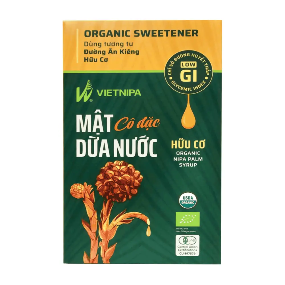 Mật Dừa Nước Cô Đặc Hữu Cơ, Organic Sweetener, Nipa Palm Syrup, 10 Gói (150g) - VIETNIPA