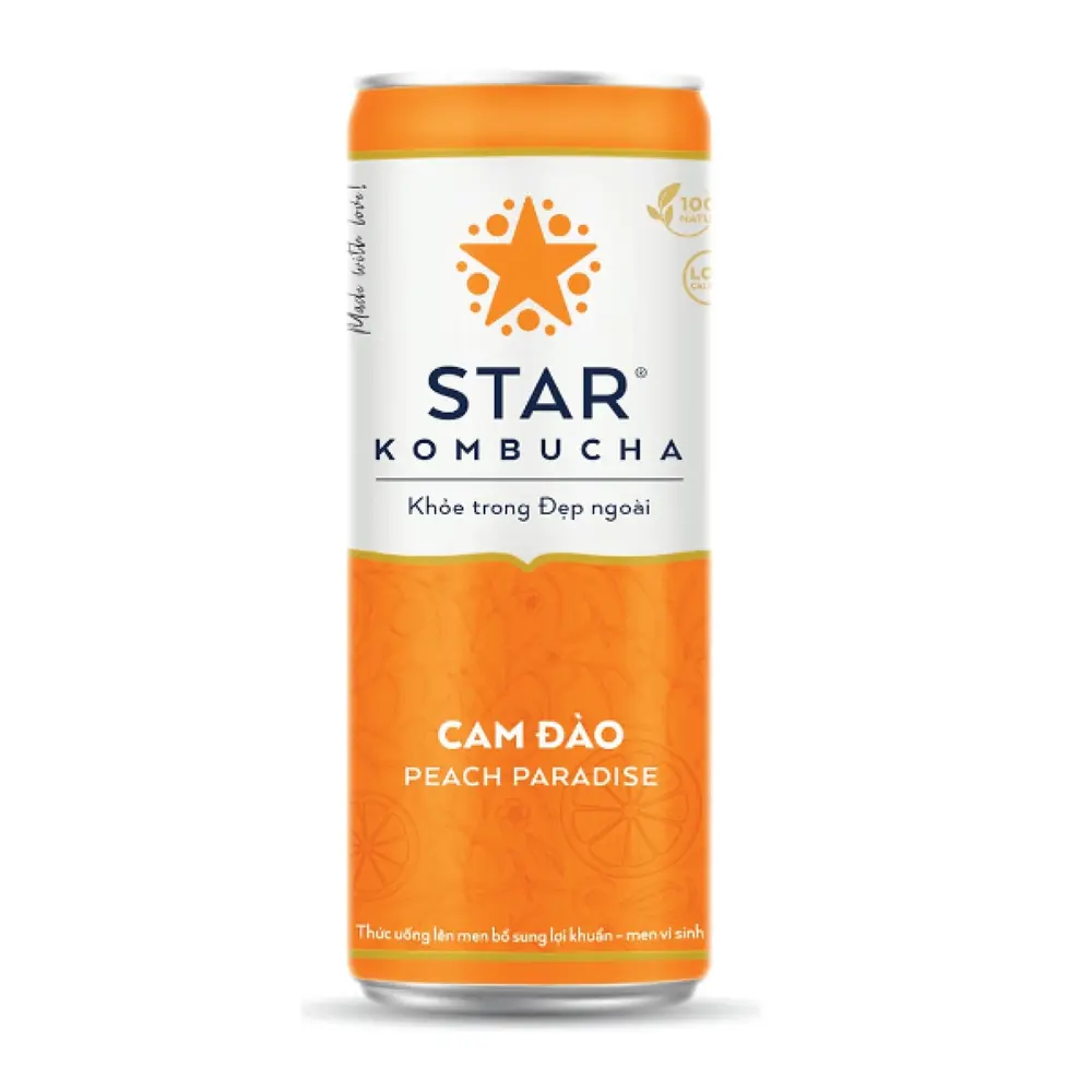 Trà Lên Men Vị Cam Đào, Peach Paradise (250ml) - STAR KOMBUCHA