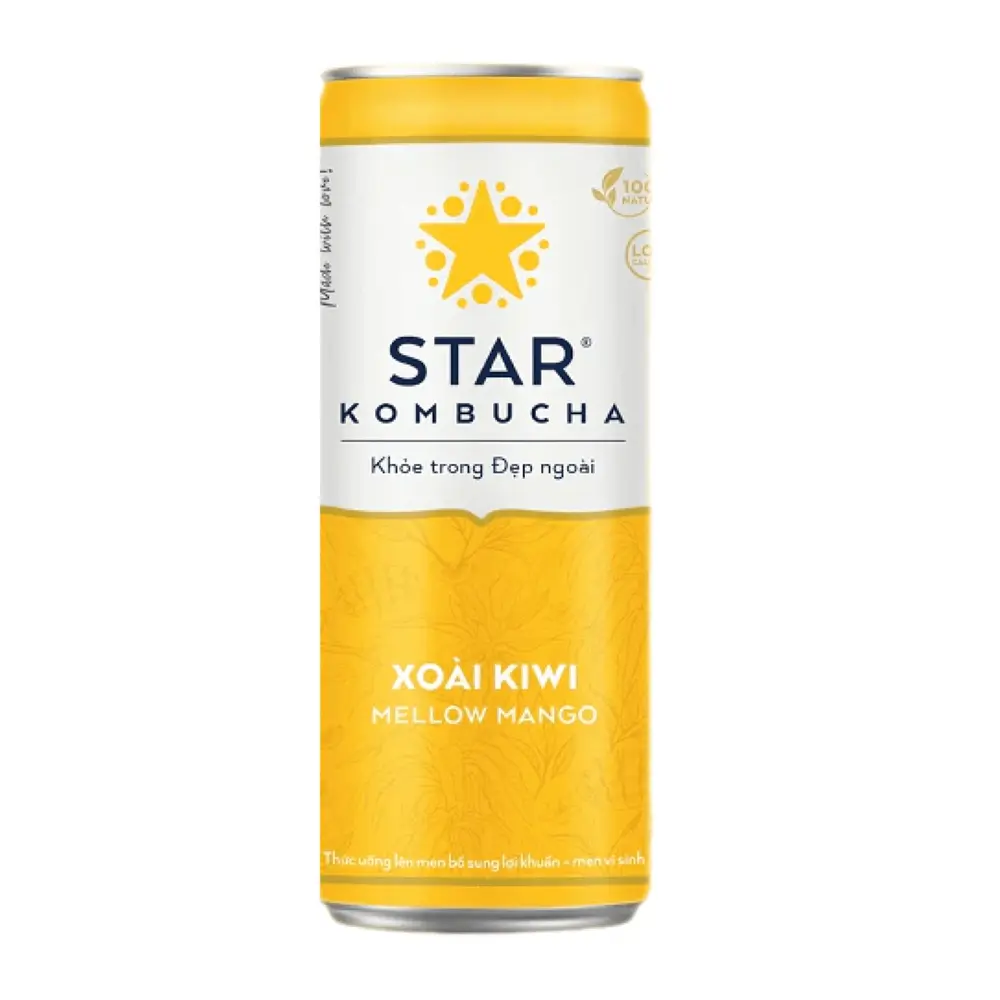 Trà Lên Men Vị Xoài Kiwi, Mellow Mango (250ml) - STAR KOMBUCHA