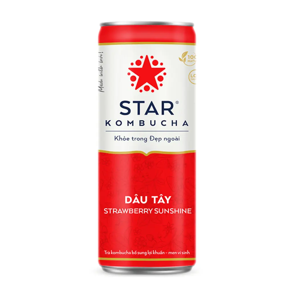 Trà Lên Men Vị Dâu Tây, Strawbery Sunshine (250ml) - STAR KOMBUCHA