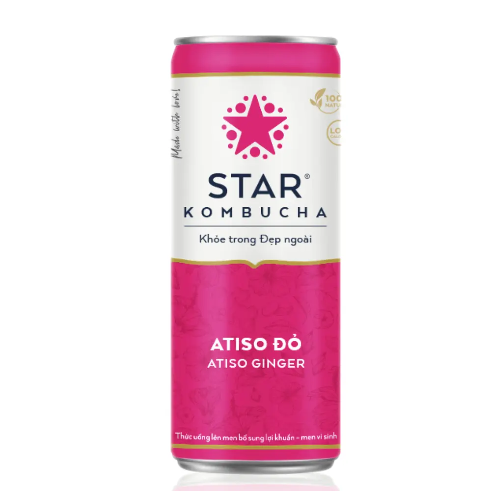 Trà Lên Men Vị Atiso Đỏ, Atiso Ginger (250ml) - STAR KOMBUCHA