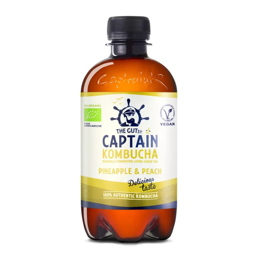 Trà Lên Men Hữu Cơ Dứa & Đào, Pineapple & Peach Kombucha (400ml) - THE GUTSY CAPTAIN